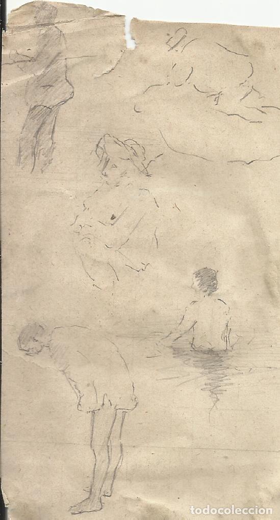 Art: Ramon Costa Nolla. Dibujo l&aacute;piz sobre papel &rdquo;Personajes&rdquo;. Principios s. XX. Sin firmar.