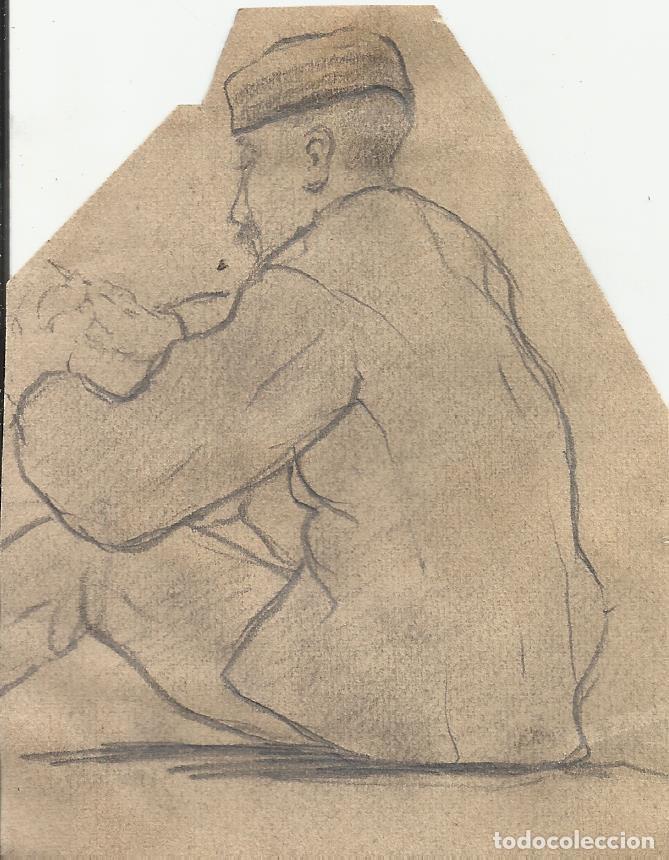Art: Ramon Costa Nolla. Dibujo l&aacute;piz sobre papel &rdquo;Personaje masculino&rdquo;. Principios s. XX. Sin firmar.