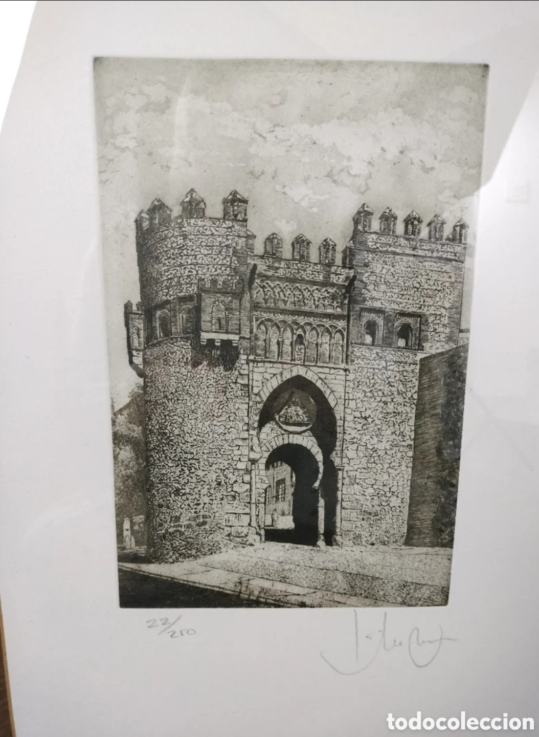 Arte: Grabado de la &rdquo;Puerta del Sol&rdquo; Toledo - Foto 2