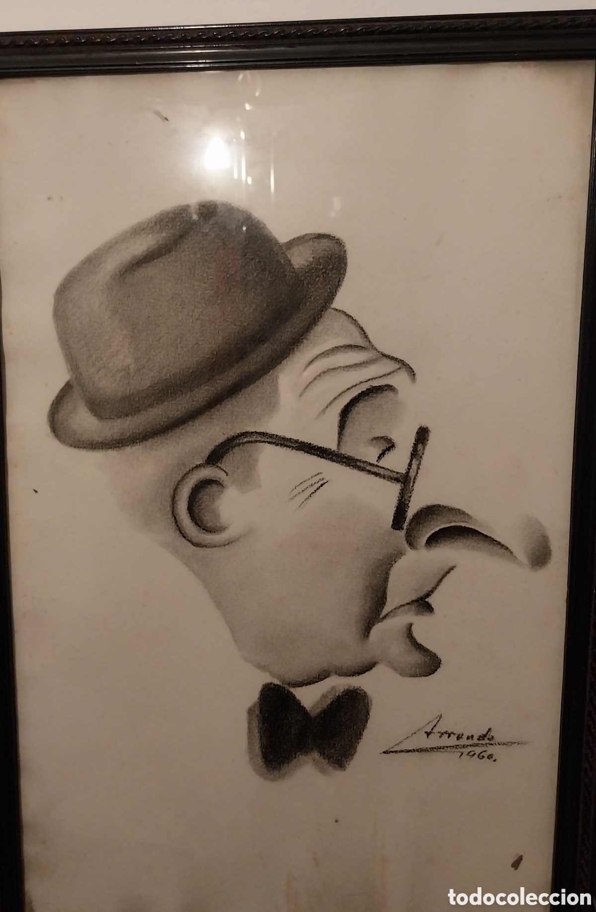 Art: ​Dibujo Carboncillo Caricatura de Laxeiro por Ignacio Arronte - Firmado 1960 (Original)