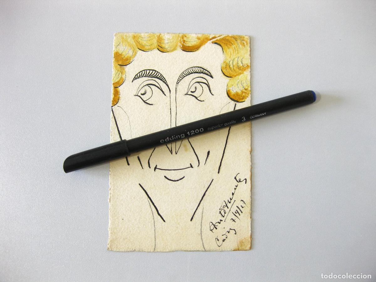Art: DIBUJO O CARICATURA ORIGINAL DE ANTONIO FUENTES. C&Aacute;DIZ 1927. TARJETA POSTAL.