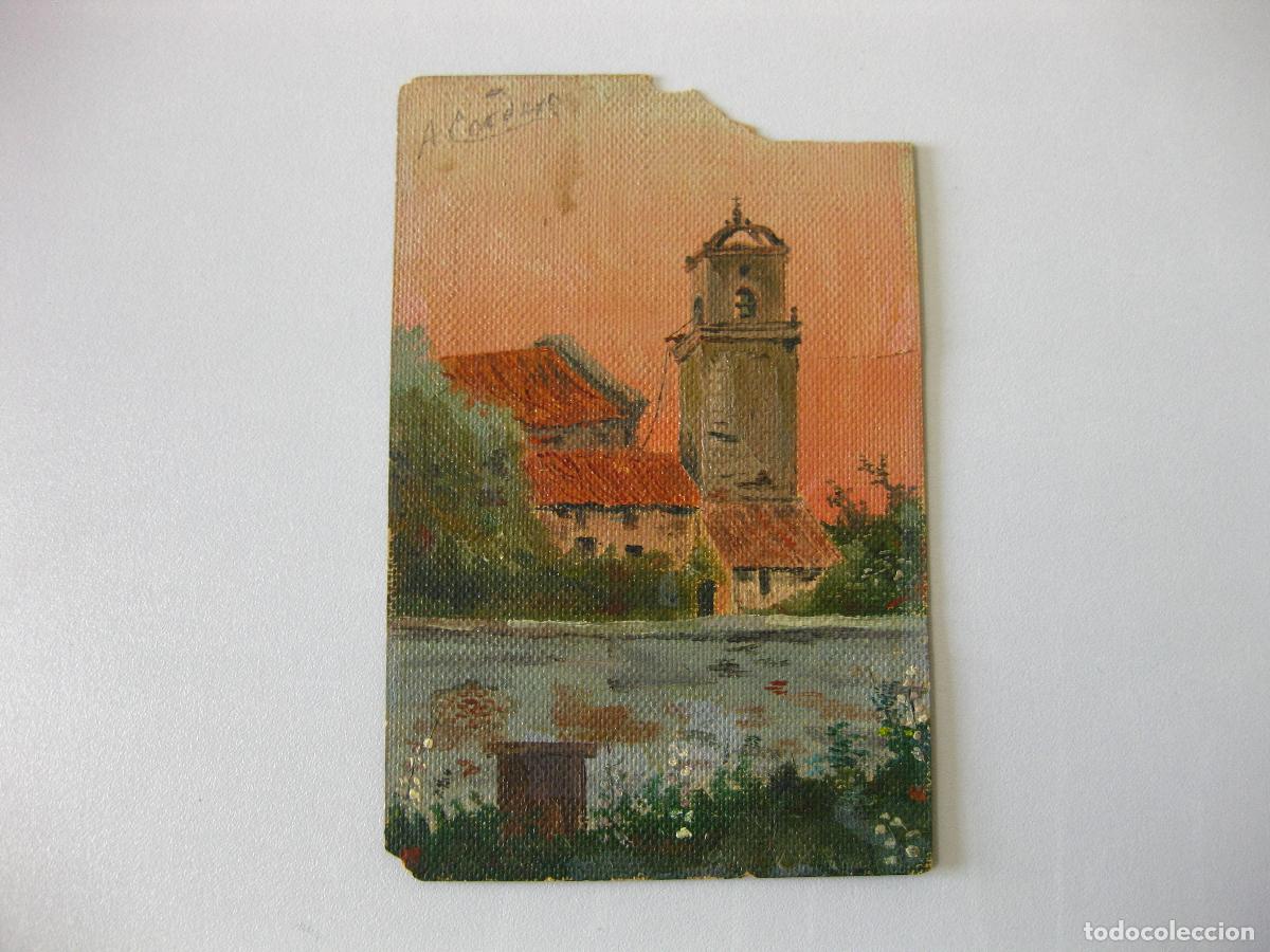 Art: DIBUJO ORIGINAL AL OLEO DE A. CORDERO. IGLESIA DE BA&Ntilde;OS DE MONTEMAYOR. TARJETA POSTAL. C&Aacute;CERES