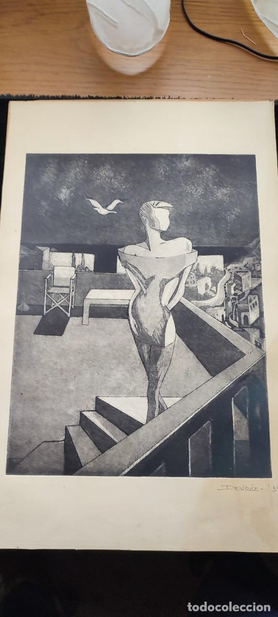 Art: Dibujo a tinta Se&ntilde;ora en la azotea firmado Desir&eacute;e 1984