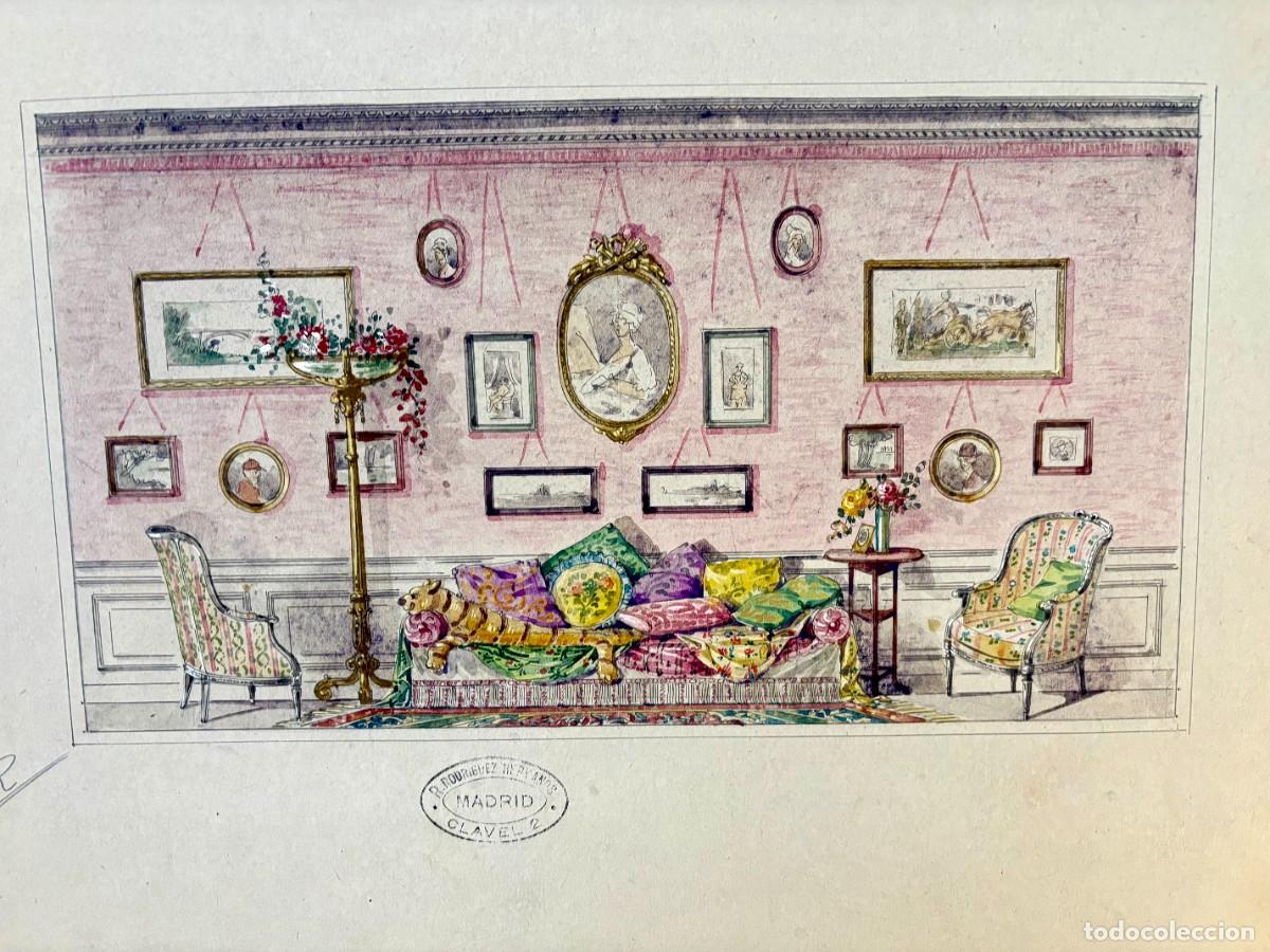 Art: Acuarela boceto proyecto de decoracion sello de Rodriguez Hermanos ,Madrid