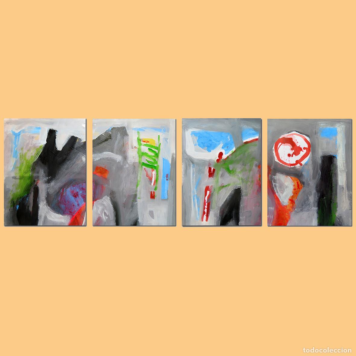 Arte: MUSICA DE ORQUESTA SINFONICA. CUADRIPTICO. Arte abstracto. 30 X 80 cms. Obra original 7AN MARTZ