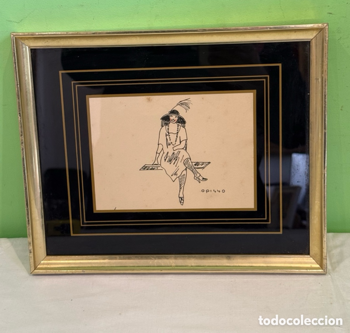 Arte: Antiguo Dibujo tinte firmado opisso. Ver fotos.