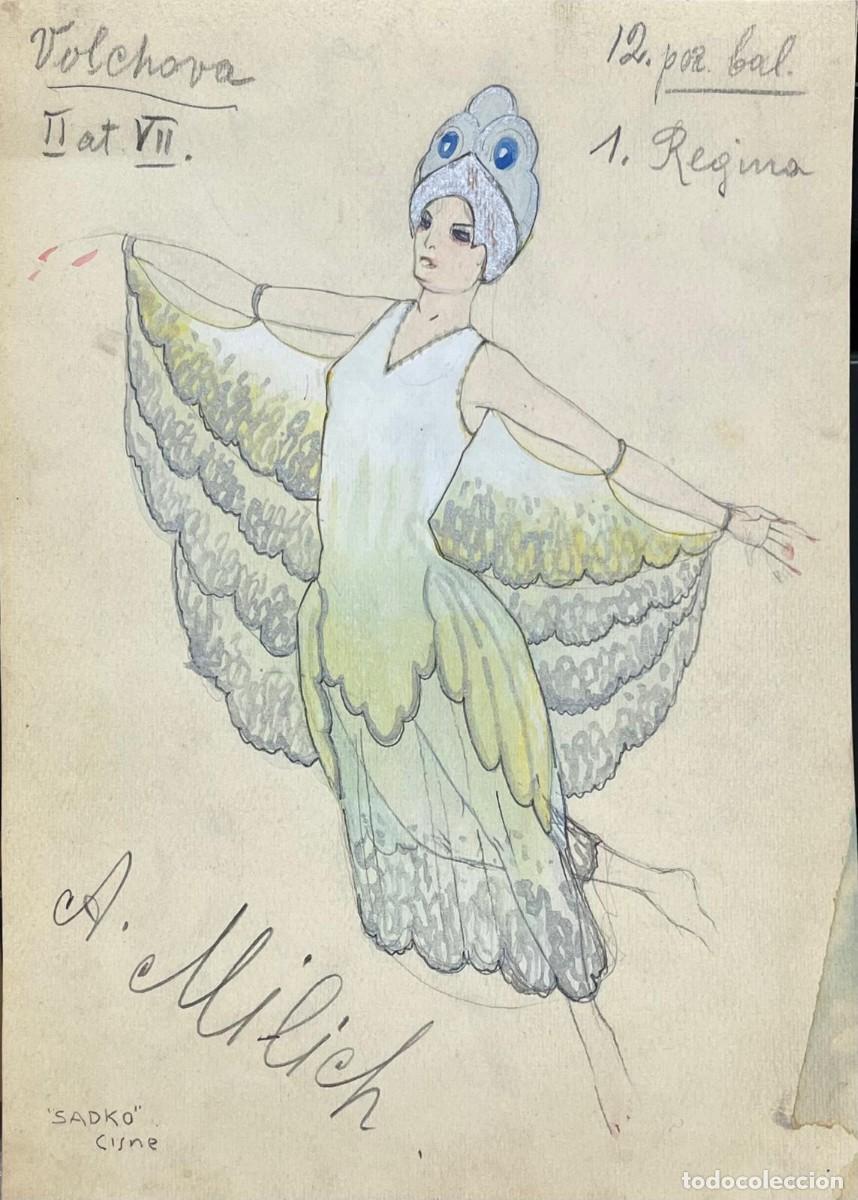 Art: Abraham Adolphe Milich (1884-1964). Dise&ntilde;o del personaje Cisne (Volkhova) para la opera &rdquo;Sadko&rdquo;