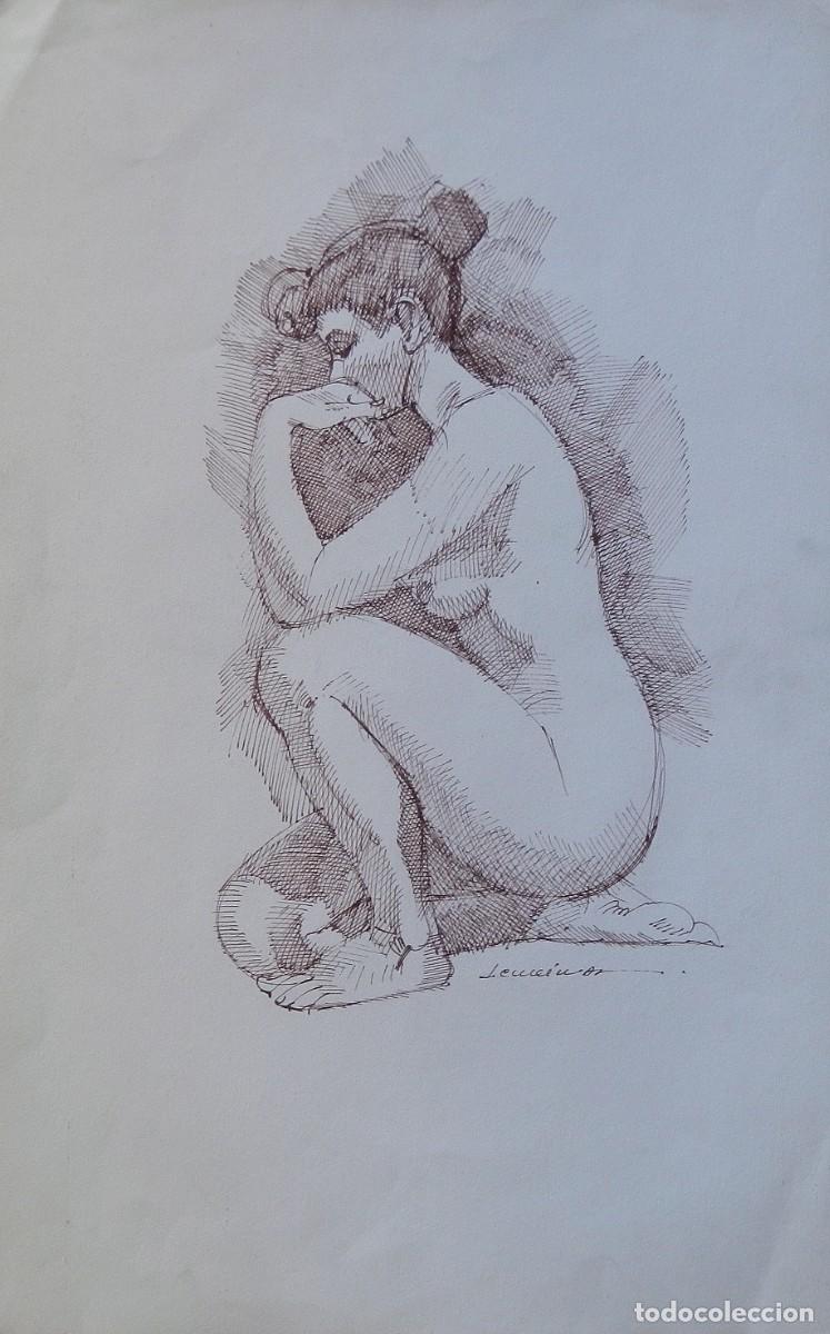 Arte: Carlos Enrique Lencinas G&oacute;mez. Tinta sobre papel. &rdquo;Desnudo femenino&rdquo;. Firmada a mano.