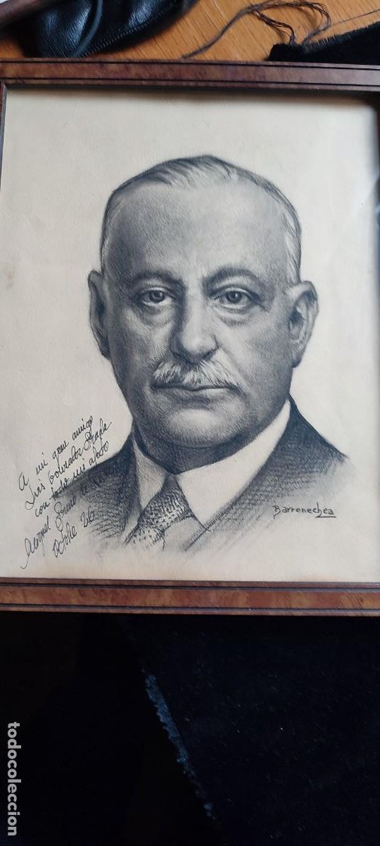 Arte: Retrato original a carboncillo de Miguel Primo de Rivera por el pintor Josep Barrenechea