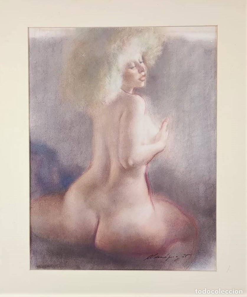 Kunst: Pastel de ARTUR ALDOM&Agrave; PUIG, firmado y fechado 1975