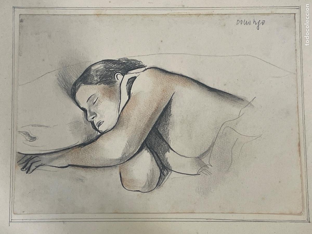 Arte: Dibujo Original a Carboncillo de Francesc Domingo - Mujer