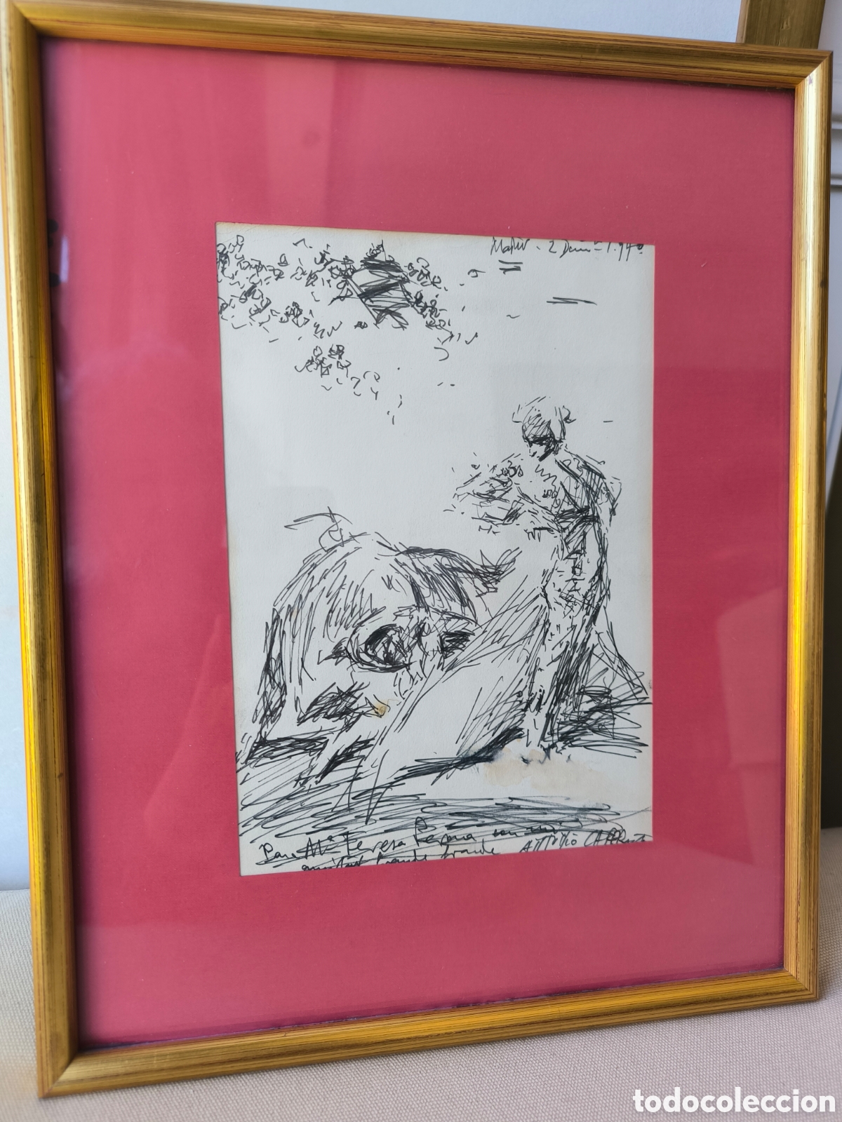 Art: Dibujo motivos taurinos. Firmado Antonio C ?