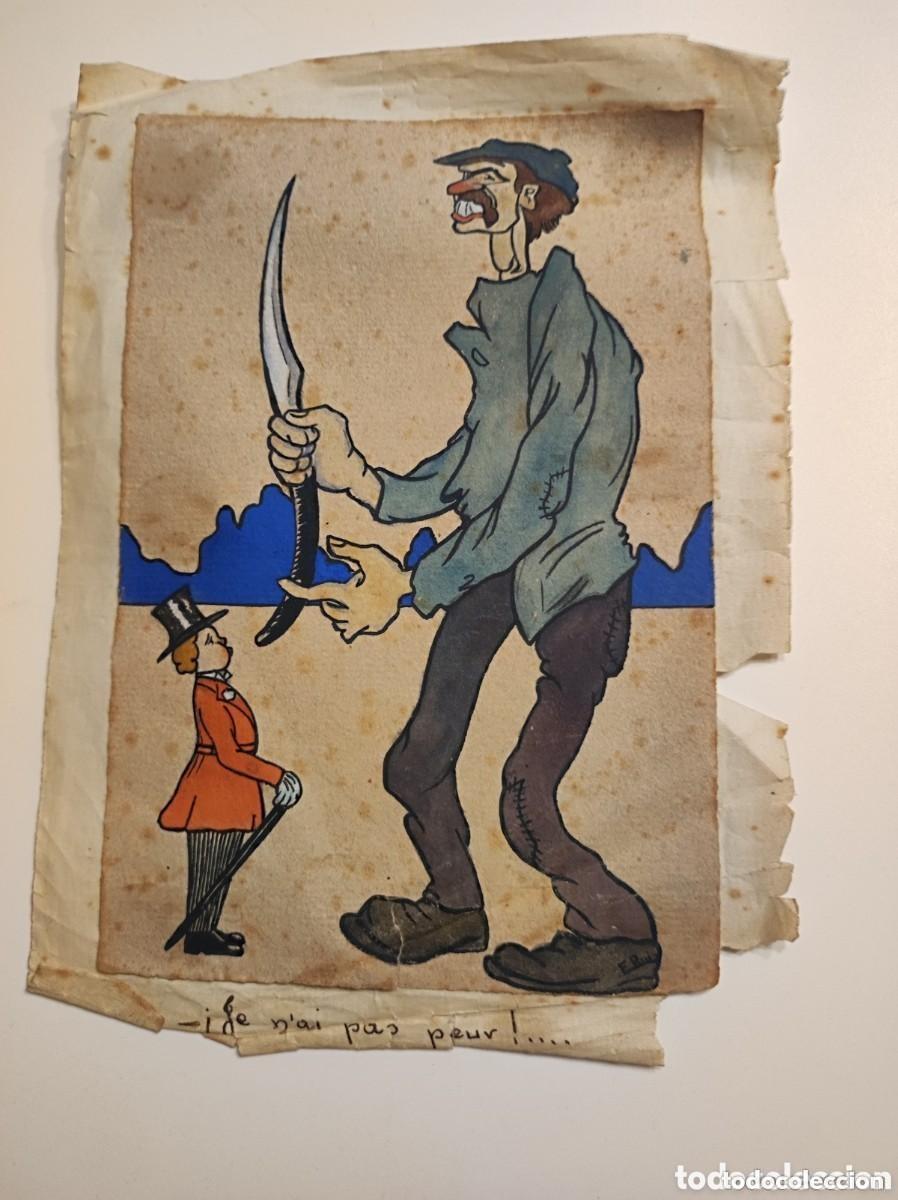Kunst: Antiguo dibujo gigante con navaja, a&ntilde;os 1919 firmado E. Ruiz Valencia