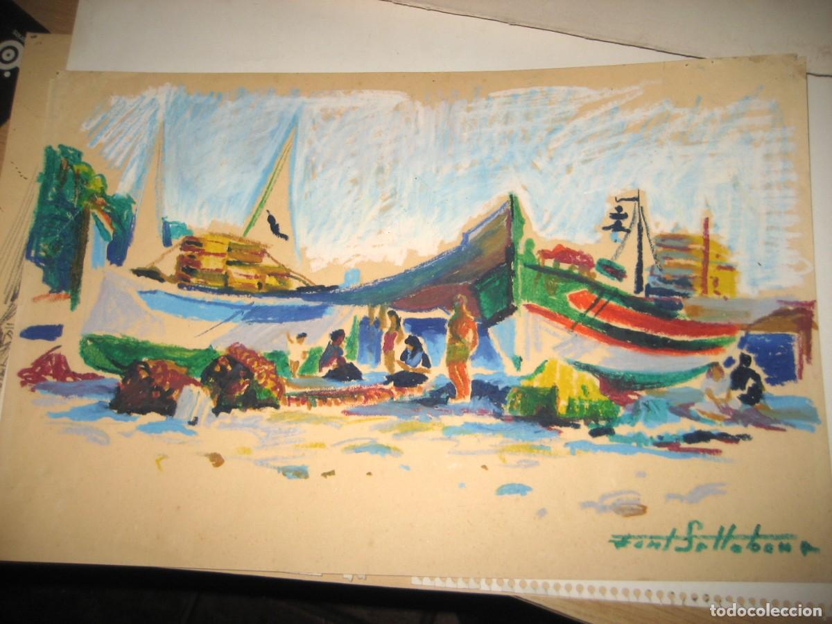 Arte: pintura dibujo de Font Sellabona . Cera . Marina . 44/ 28 cm &rdquo; El trobador de Catalunya &rdquo;