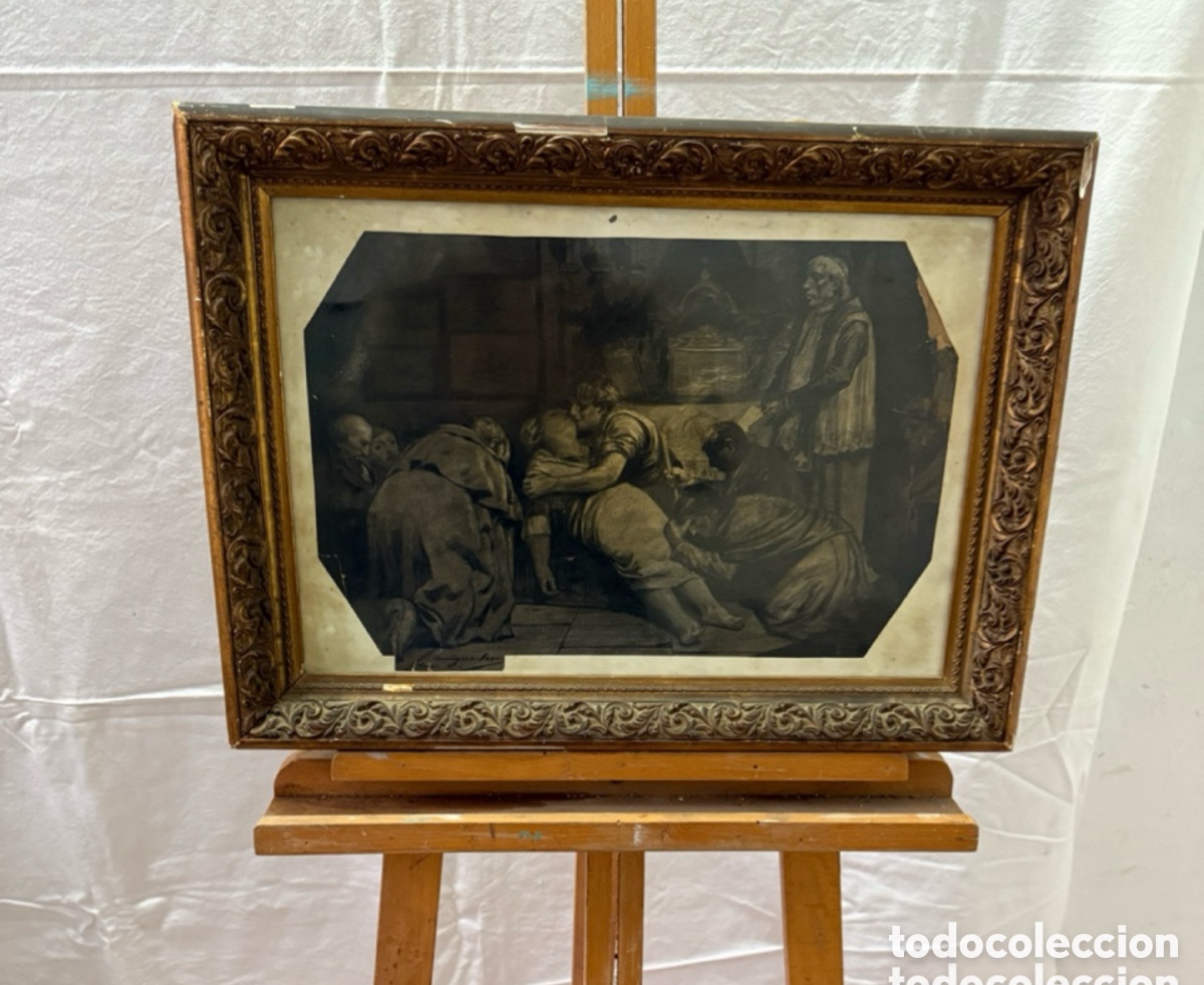 Arte: Enrique Serra y Auque (1859-1918) - Carboncillo &rdquo;Roma 87&rdquo;, estudio acad&eacute;mico siglo XIX.