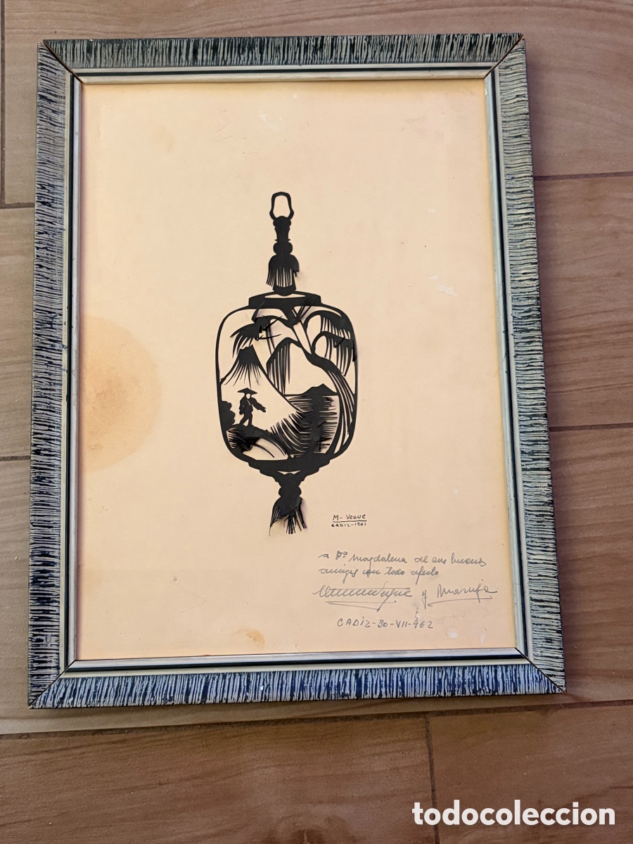 Arte: Cuadro Vintage &rdquo;M. Vegue&rdquo; (C&aacute;diz 1961) - Silueteado a mano