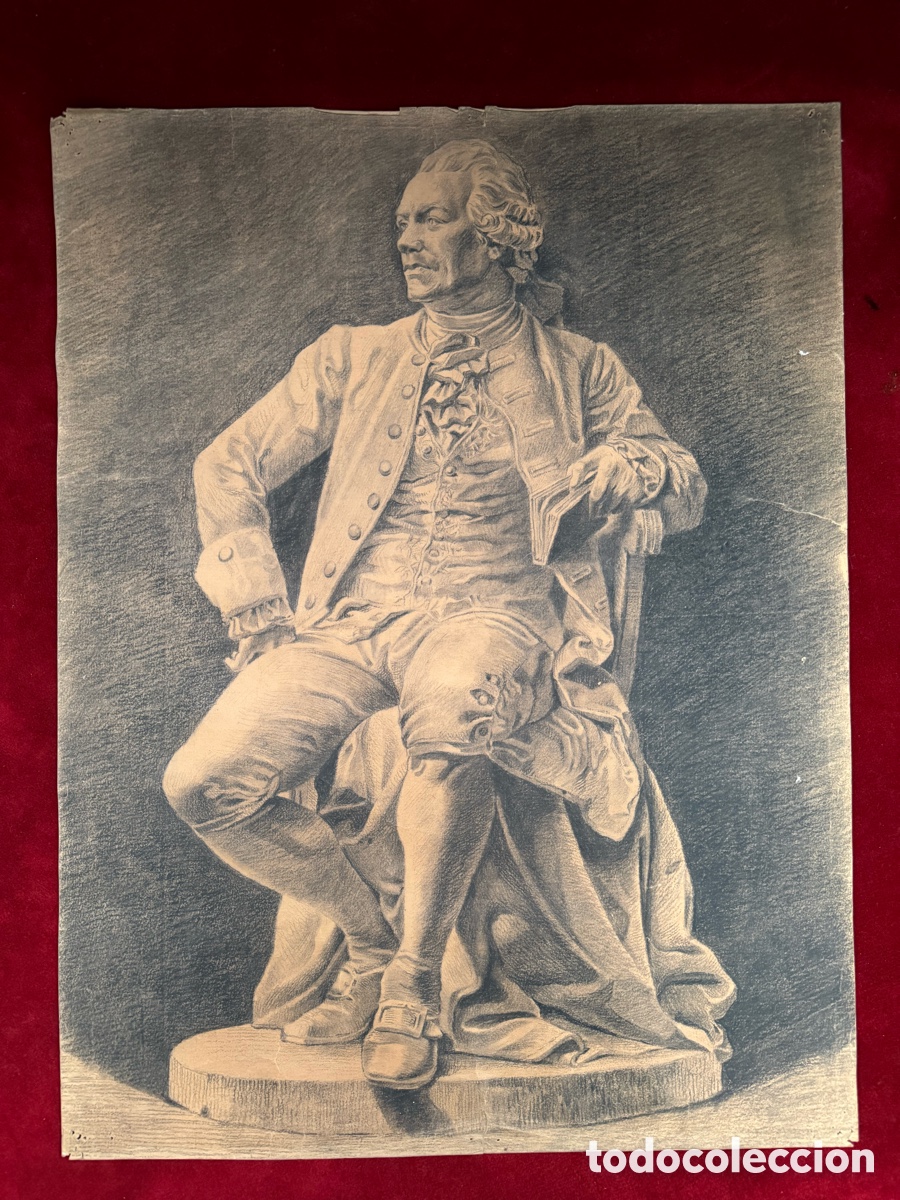 Arte: Antiguo dibujo al carboncillo,Gotthold Edhraim Lessing!