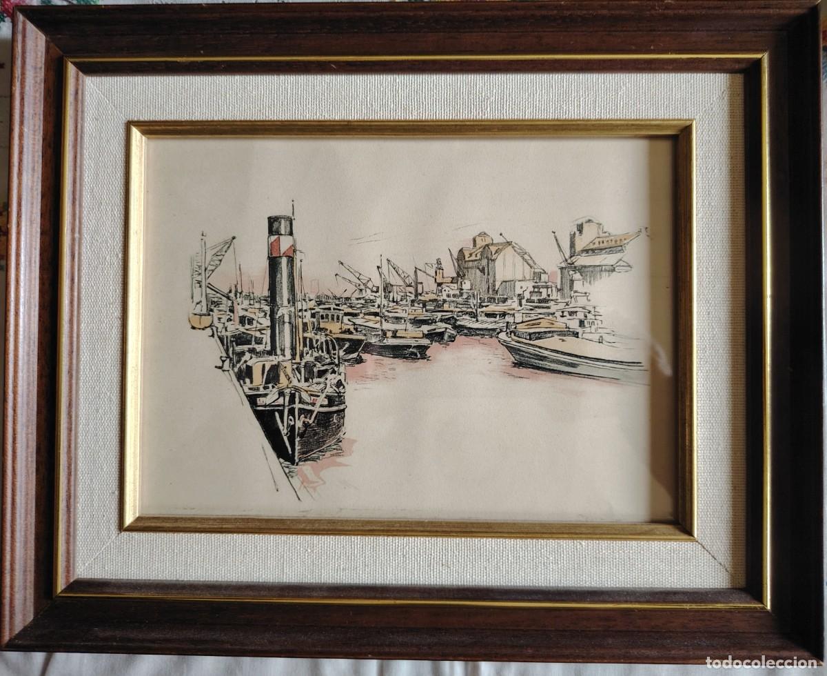 Arte: ANTIGUO DIBUJO MUELLE PAIS VASCO FRANCES