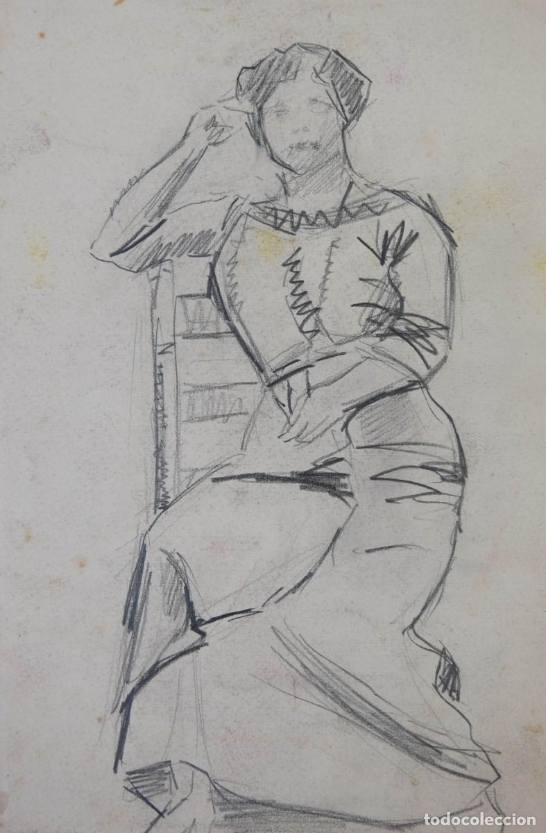 Arte: DIBUJO A L&Aacute;PIZ MUJER PRIMERA MITAD SIGLO XX