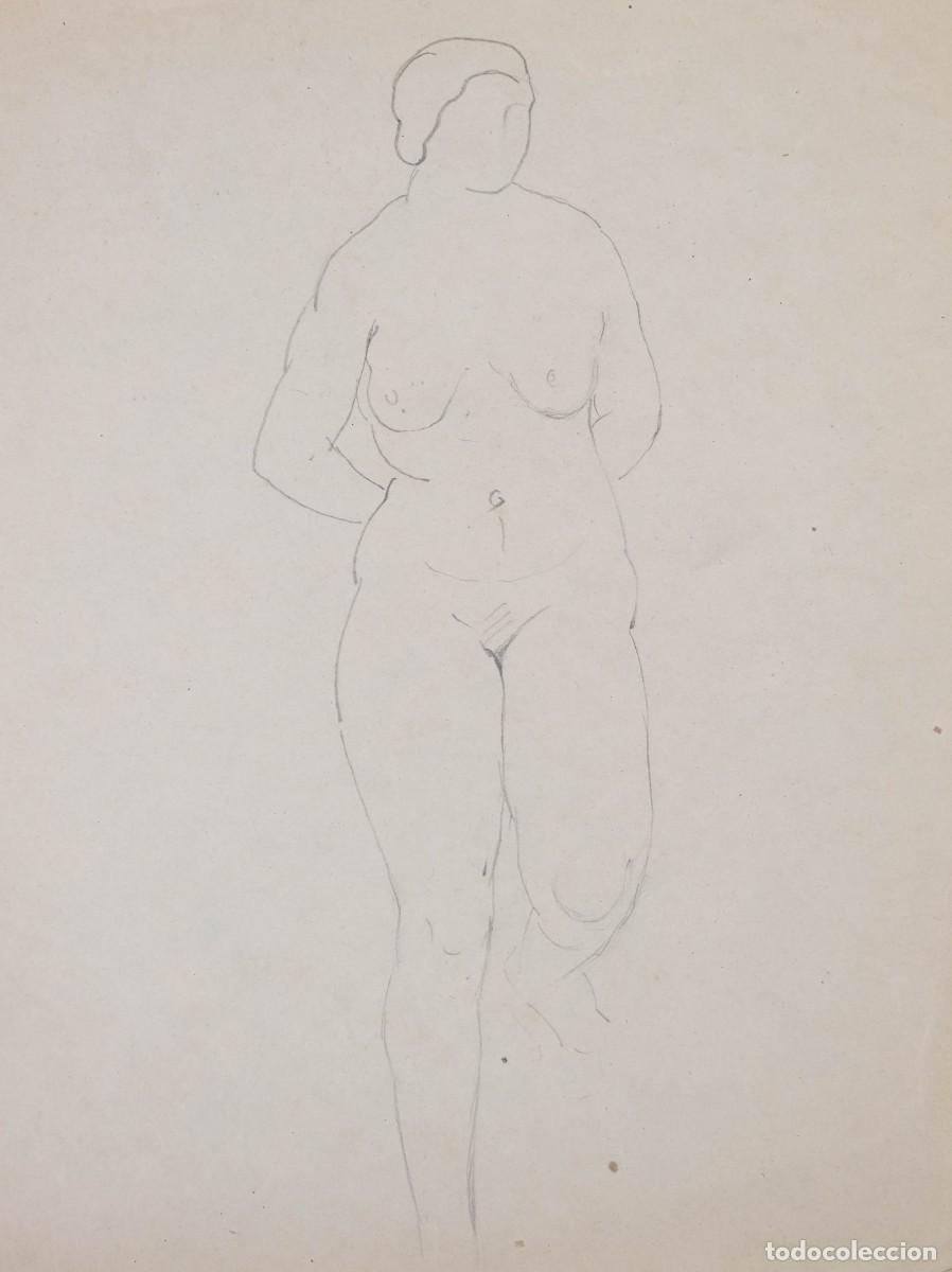 Arte: DIBUJO A L&Aacute;PIZ DESNUDO FEMENINO PRIMERA MITAD SIGLO XX
