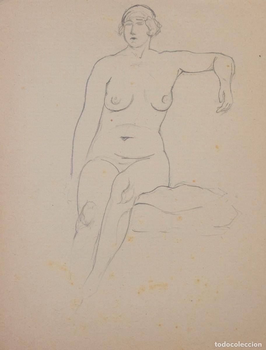 Arte: DIBUJO A L&Aacute;PIZ DESNUDO FEMENINO PRIMERA MITAD SIGLO XX
