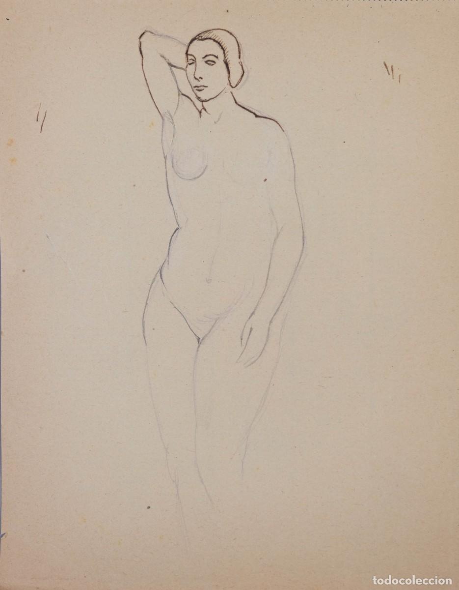 Arte: DIBUJO A L&Aacute;PIZ Y TINTA DESNUDO FEMENINO PRIMERA MITAD SIGLO XX