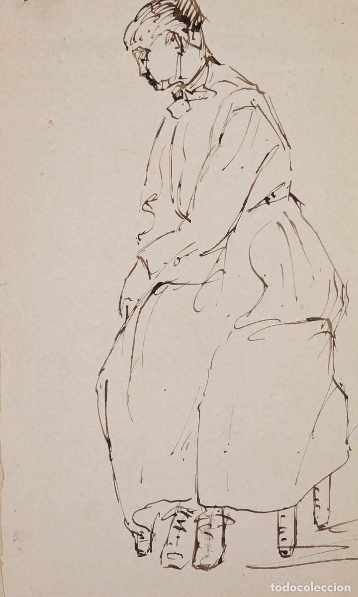 Arte: DIBUJO A PLUMILLA ANCIANA PRIMERA MITAD SIGLO XX