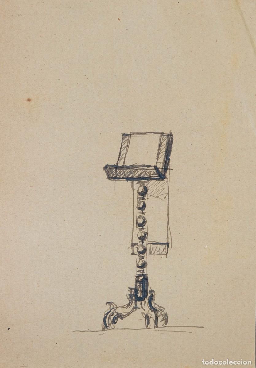 Arte: DIBUJO A PLUMILLA ATRIL PARA PARTITURA PRIMERA MITAD SIGLO XX