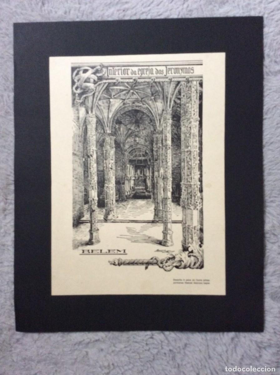 Arte: Belem. Interior da egreja dos Jeronymos. Desenho &agrave; pena do artista portuense...Anos 30