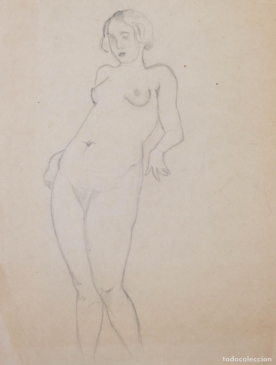 Arte: DIBUJO A L&Aacute;PIZ DESNUDO FEMENINO PRIMERA MITAD SIGLO XX