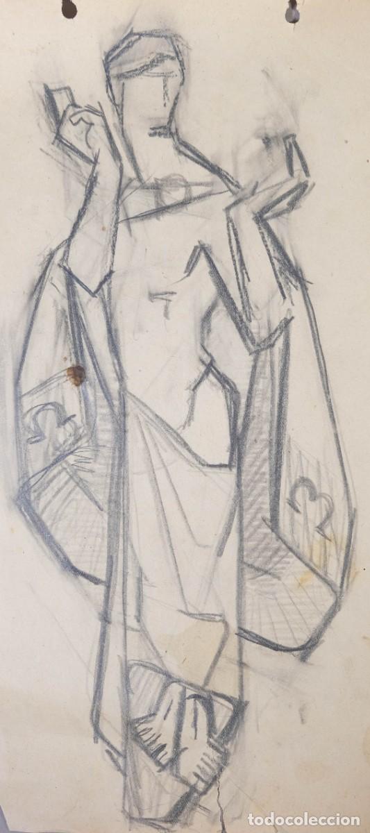Arte: DIBUJO AL CARBONCILLO Y A L&Aacute;PIZ FIGURA FEMENINA PRIMERA MITAD SIGLO XX