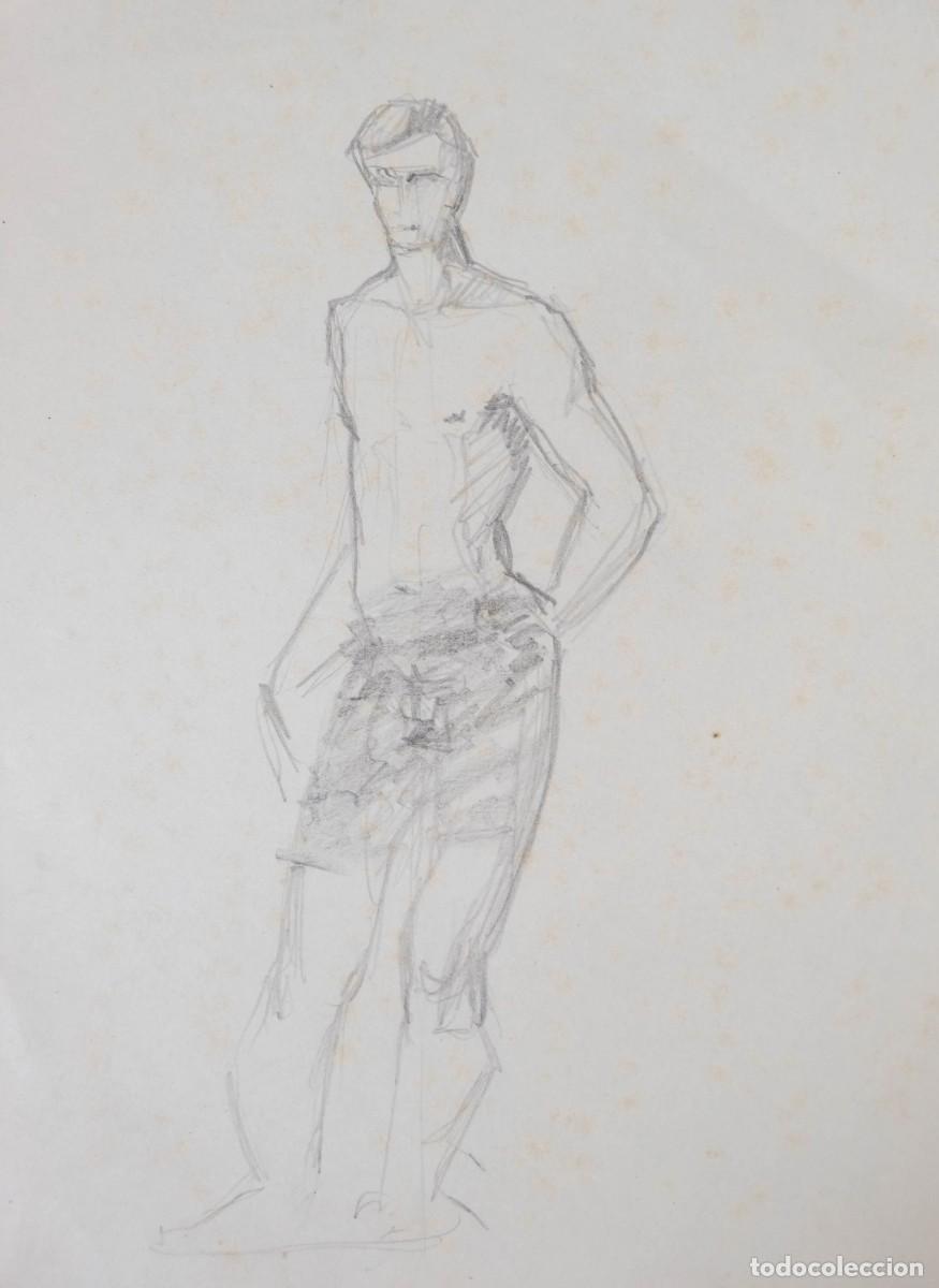 Arte: DIBUJO A L&Aacute;PIZ FIGURA MASCULINA PRIMERA MITAD SIGLO XX