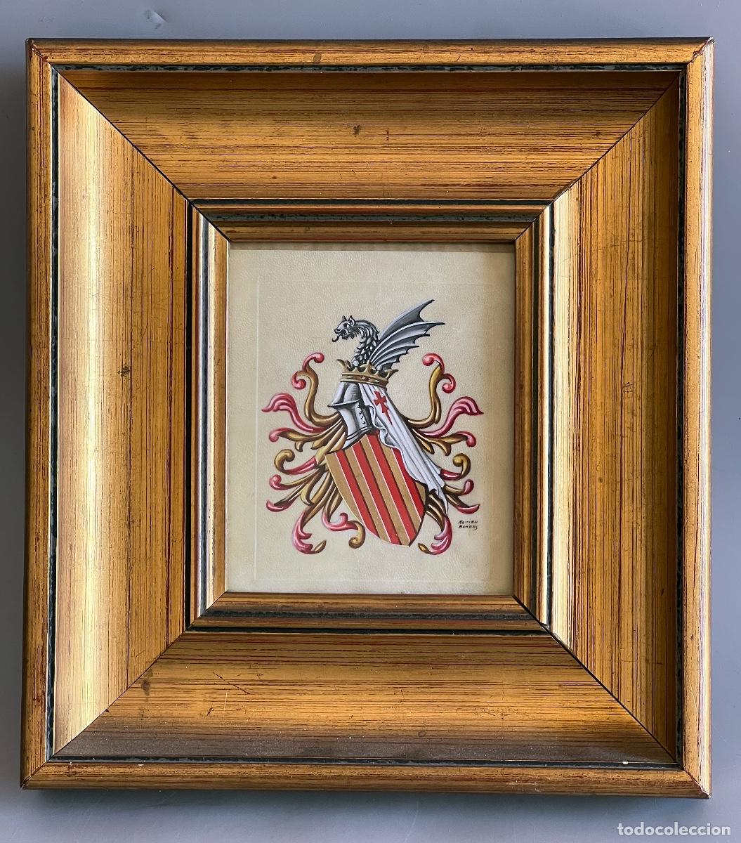 Kunst: Antoni Rovira Bordas. Escudo de Catalunya. Dibujo enmarcado h. 1930.