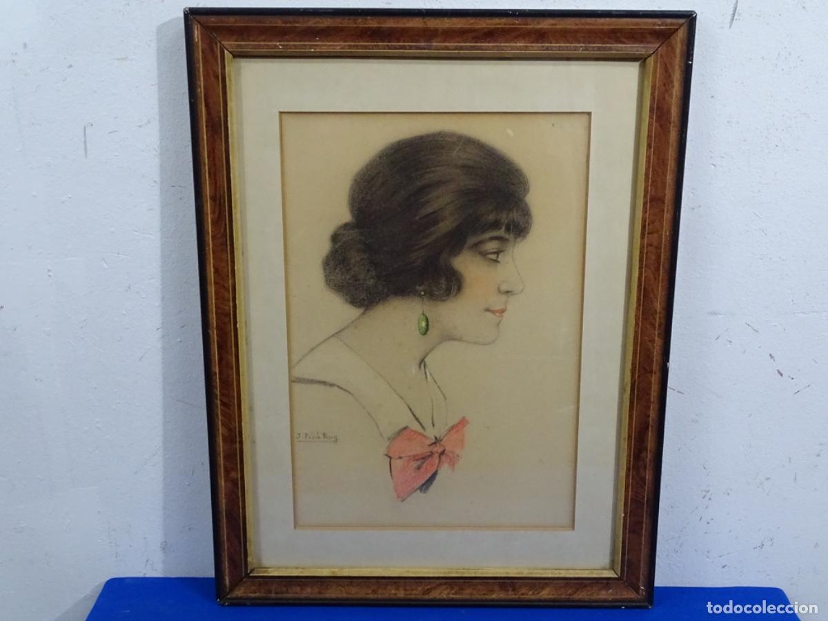 Arte: DIBUJO ORIGINAL JAUME PIZ&Aacute; ROIG (BUENOS AIRES 1892-BARCELONA 1968). RETRATO JOVEN A&Ntilde;OS 20
