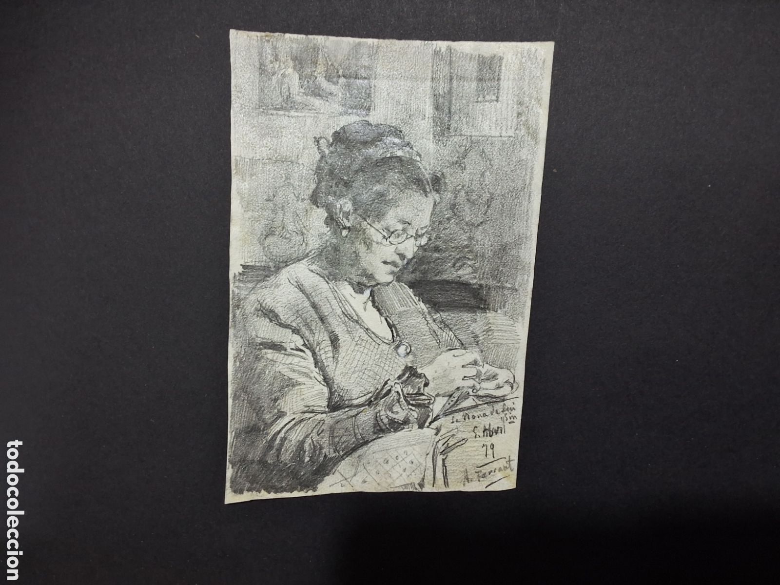 Arte: Alejandro Ferrant. Retrato de una dama cosiendo.