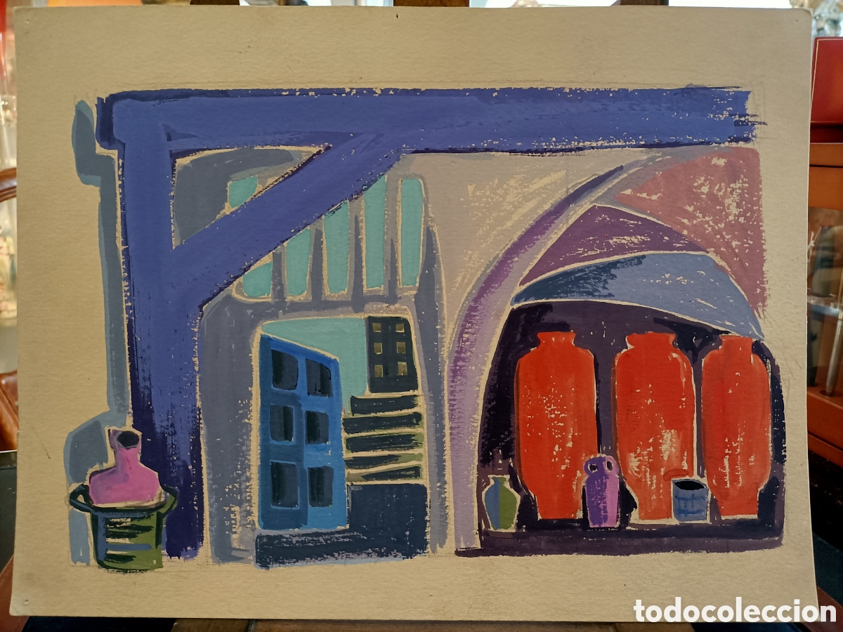 Arte: Cera sobre cart&oacute;n, posiblemente boceto para un escenario.