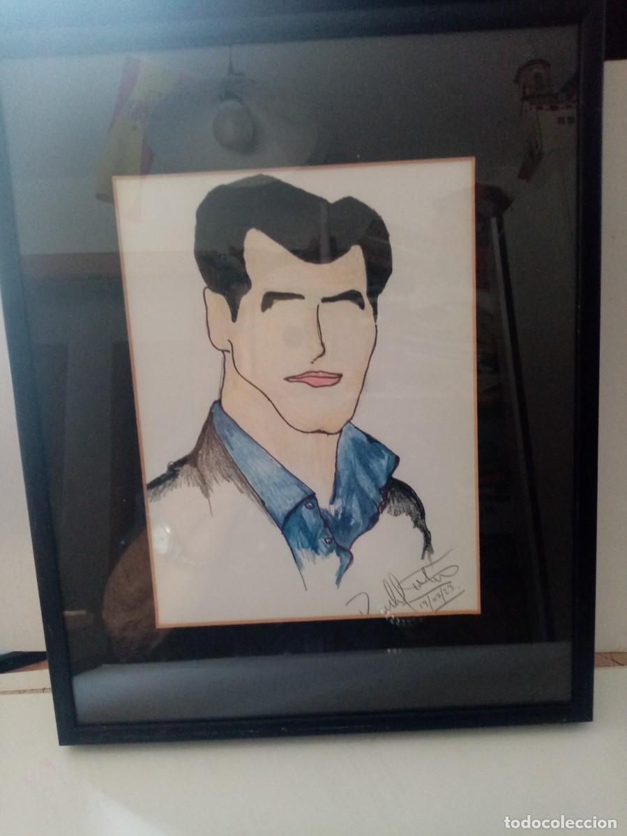 Arte: DIBUJO ENMARCADO DE UNA PERSONA DESCONOCIDO Y FIRMADO