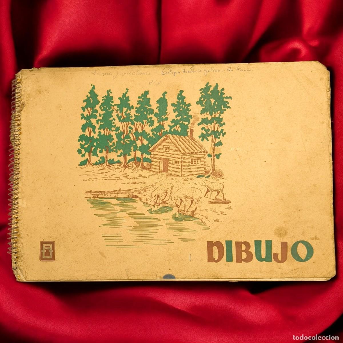 Arte: Antiguo Cuaderno De Dibujo Escolar Mediados Siglo XX &ndash; L&aacute;minas Originales Firmadas