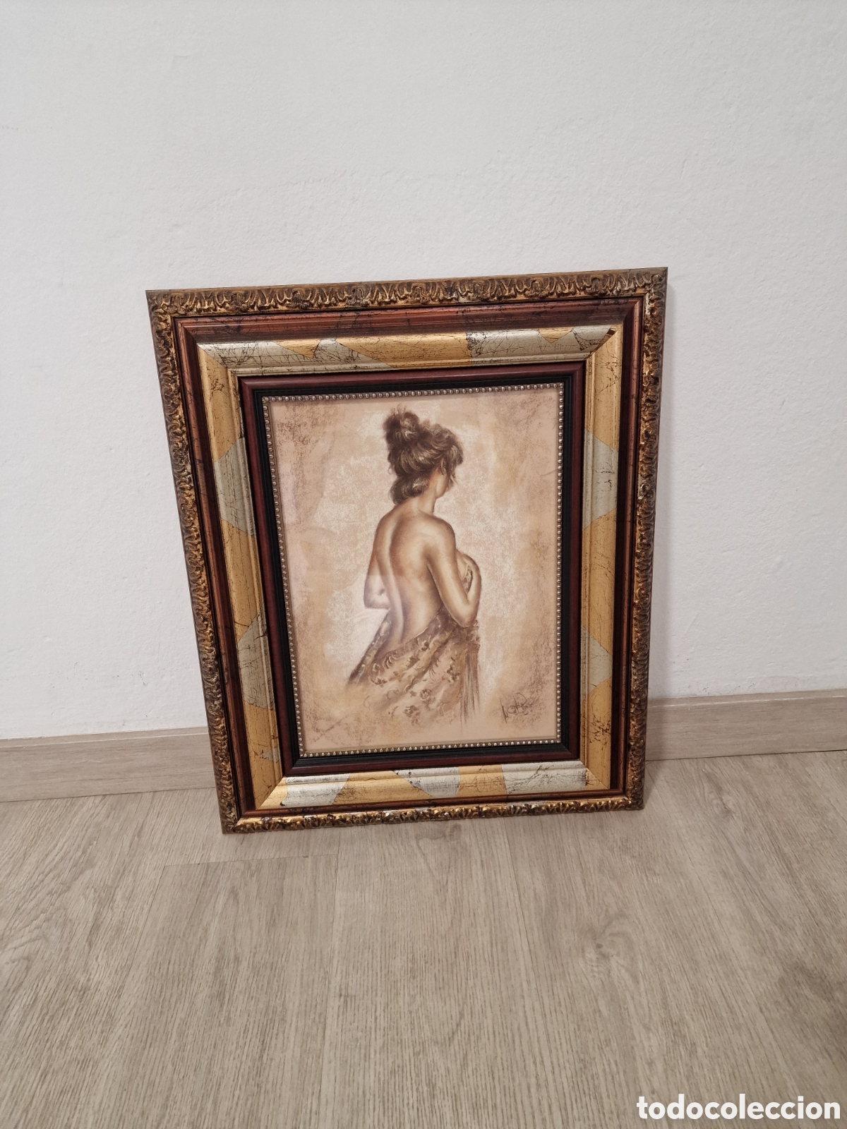 Arte: Dibujo Original Desnudo Femenino Art&iacute;stico - Marco de Lujo con Cristal - 59x50 cm