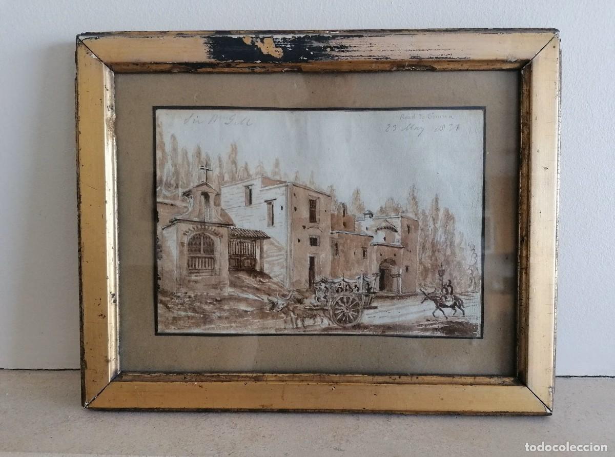 Arte: Dibujo antiguo &rdquo;Camino al Somma&rdquo; Italia