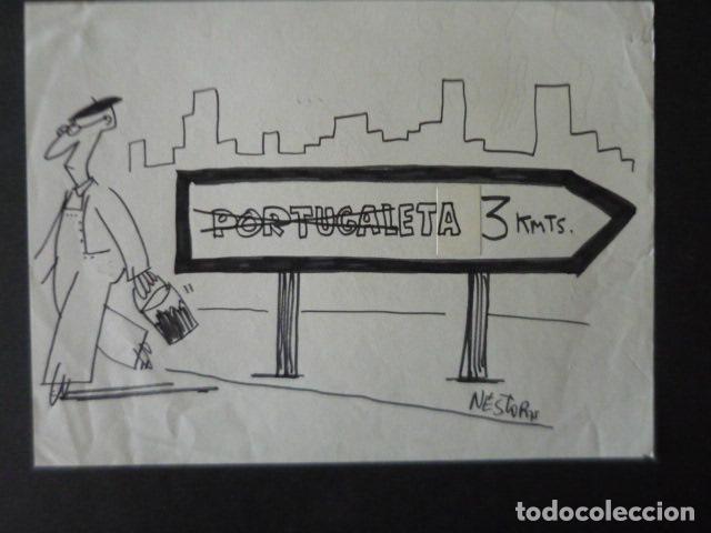 Arte: DIBUJO PARA TIRA COMICA POR EL ILUSTRADOR NESTOR BANDA TERRORISTA ETA 16 X 21 CM