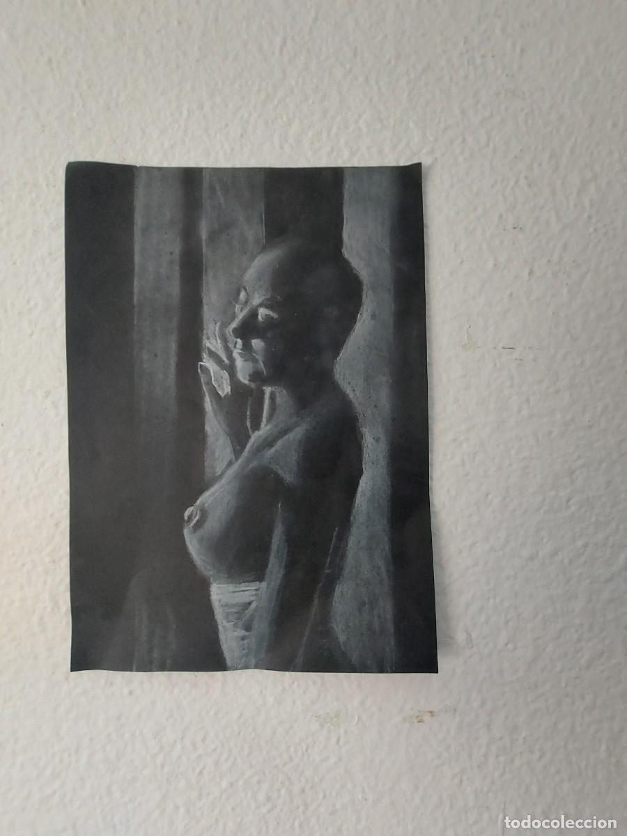 Arte: . DIBUJO A L&Aacute;PIZ Y TIZA BLANCA- MEDIDAS 32 X21 ( CAJA N&ordm;3 )