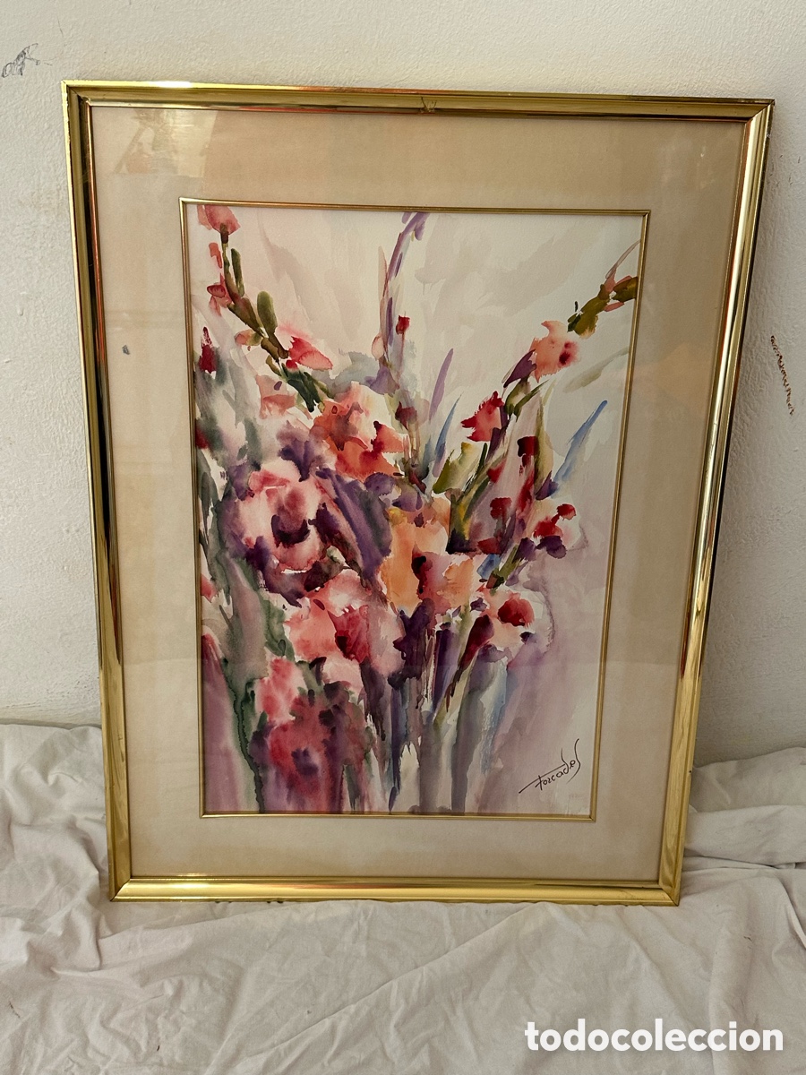 Arte: Mar&iacute;a Dolors Forcades i Vives acuarela sobre papel firmada enmarcada.