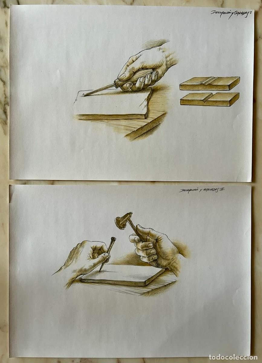 Arte: 2 DIBUJOS ORIGINALES ILUSTRACI&Oacute;N HIST&Oacute;RICA ARTE IB&Eacute;RICO - DECORACI&Oacute;N Y GRAVADOS