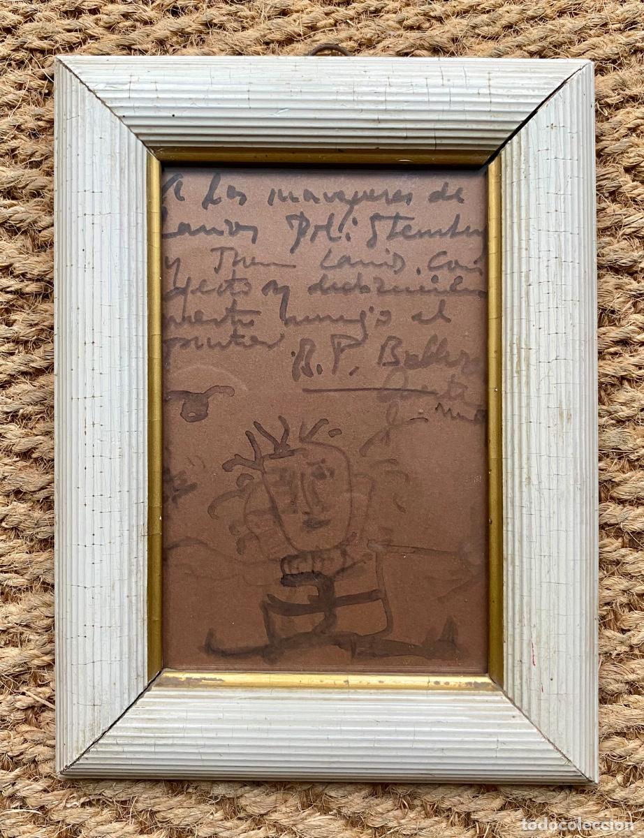 Arte: Benjam&iacute;n Palencia, figura, 1950&rsquo;s, tinta sobre papel, obra dedicada a los Marqueses de Larios.