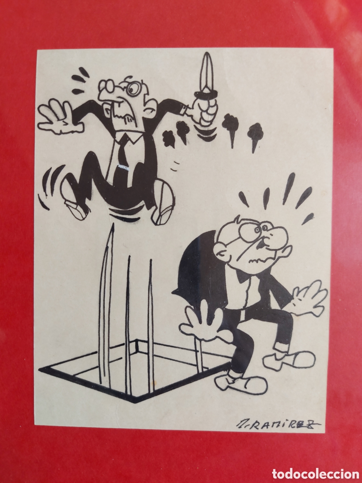 Arte: M. RAMIREZ &rdquo;PERSONAJES EN APUROS&rdquo; VI&Ntilde;ETA COMIC ORIGINAL