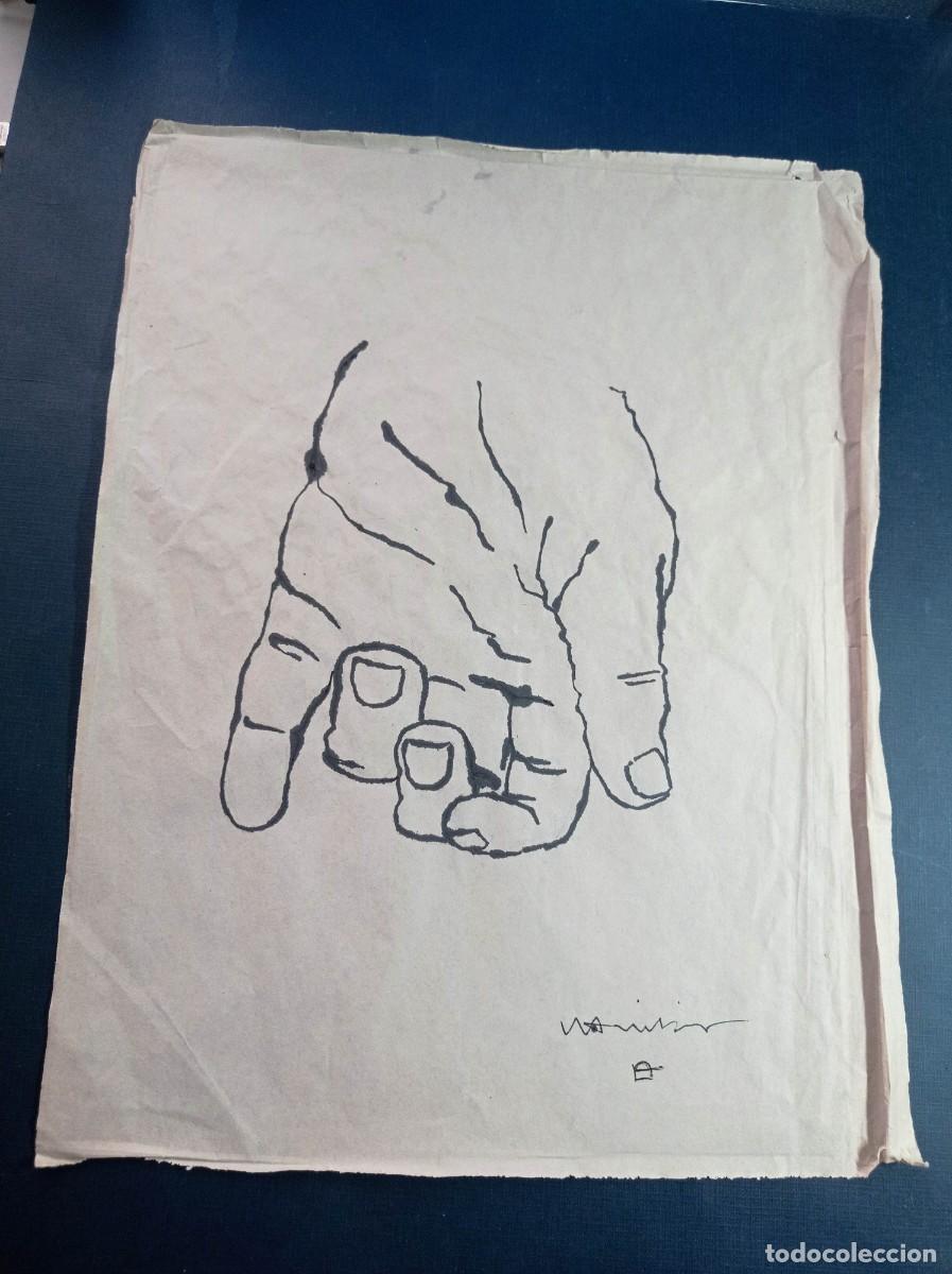 Arte: DIBUJO ORIGINAL ANTIGUO SOBRE PAPEL FINO Y ARRUGADO. FIRMADO. MANO. FORMATO GRANDE. VER ++++++