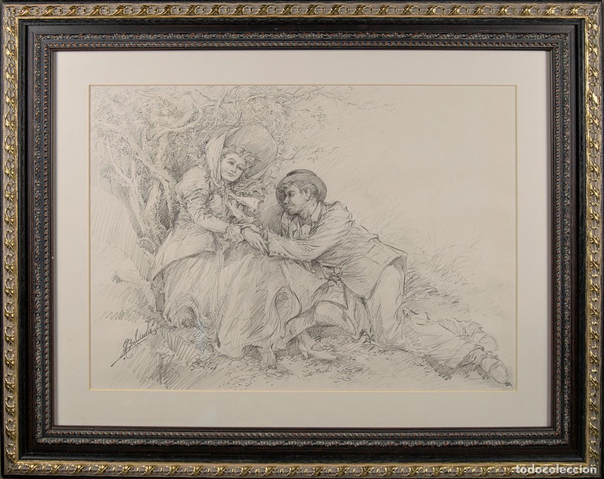 Arte: RAFAEL BOLUDA / &rdquo;ESCENA GALANTE&rdquo; / DIBUJO ORIGINAL A L&Aacute;PIZ / ILUSTRACI&Oacute;N VALENCIANA / SIGLO XVIII