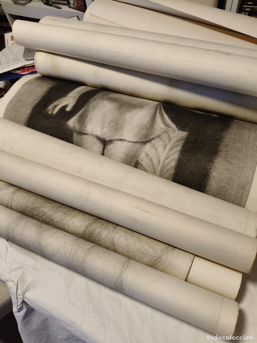 Arte: LOTE DE 10 DIBUJOS A CARBONCILLO. PARECEN DE UN ESTUDIANTE DE BELLAS ARTES O ARQUITECTURA.