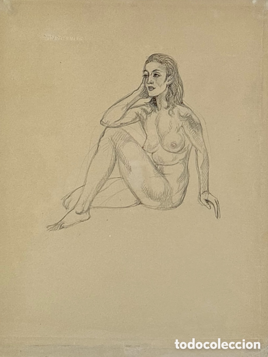 Arte: ISMAEL SMITH (1886-1972), CHICA DESNUDA - DIBUJO A LAPIZ.